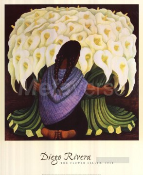 フラワーズ Painting - 花売り 1942 ディエゴ・リベラ